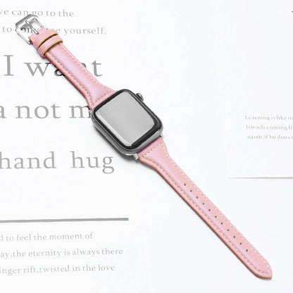 Slim Leather Strap for  Watch Band 44Mm 45Mm 41Mm 40Mm 38Mm Wrist Women Bracelet Iwatch Serie 9 8 7 6 5 4 3 SE Ultra 2 49Mm