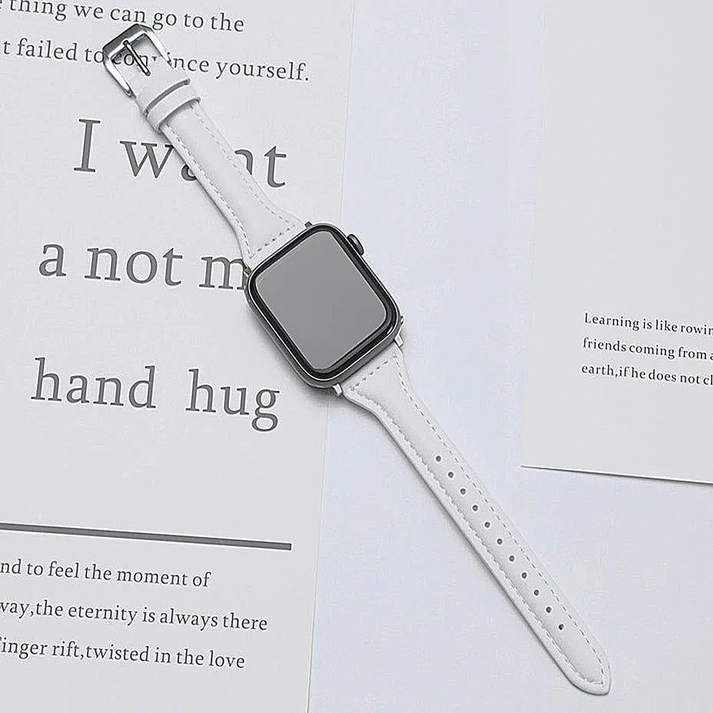 Slim Leather Strap for  Watch Band 44Mm 45Mm 41Mm 40Mm 38Mm Wrist Women Bracelet Iwatch Serie 9 8 7 6 5 4 3 SE Ultra 2 49Mm