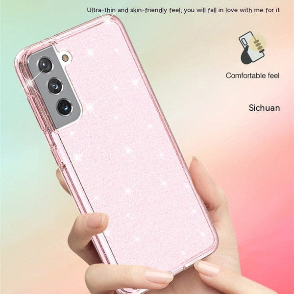 Drop-resistant phone case in flash pink, Samsung compatible, shockproof, anti-fall.