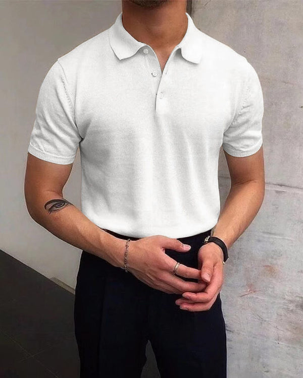 男士夏季翻领纯色休闲T恤