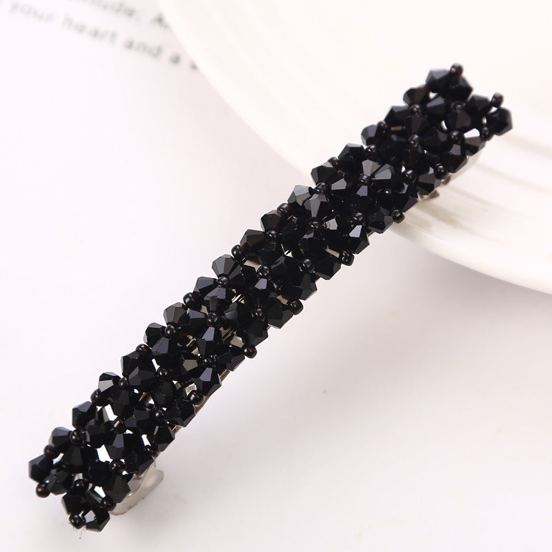 Simple Crystal Crystal Fishing Line Braided Spring Clip Barrettes