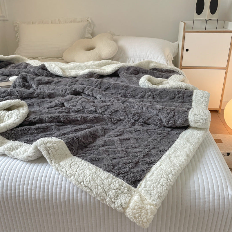 Solid Color Double Thick Jacquard Berber Fleece Blanket