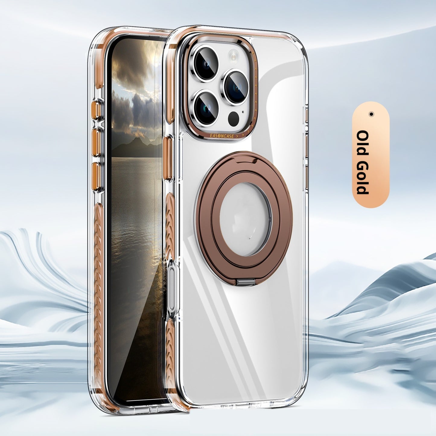 Phone Case Transparent 360 Magnetic Rotating Bracket Drop-resistant
