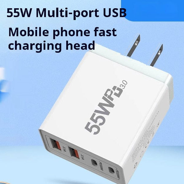 قابس شحن الهاتف المحمول USB متعدد المنافذ بقوة 55 وات