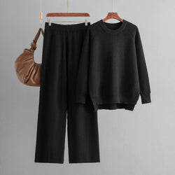 Loose Knitted Long Sleeves Two-piece Set For Women