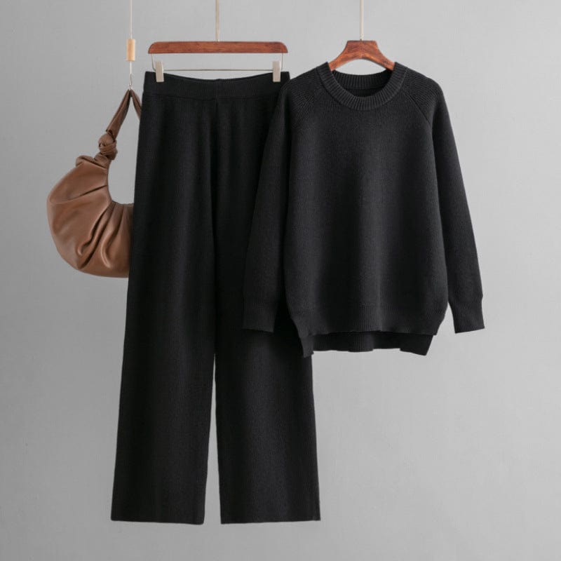 Loose Knitted Long Sleeves Two-piece Set For Women