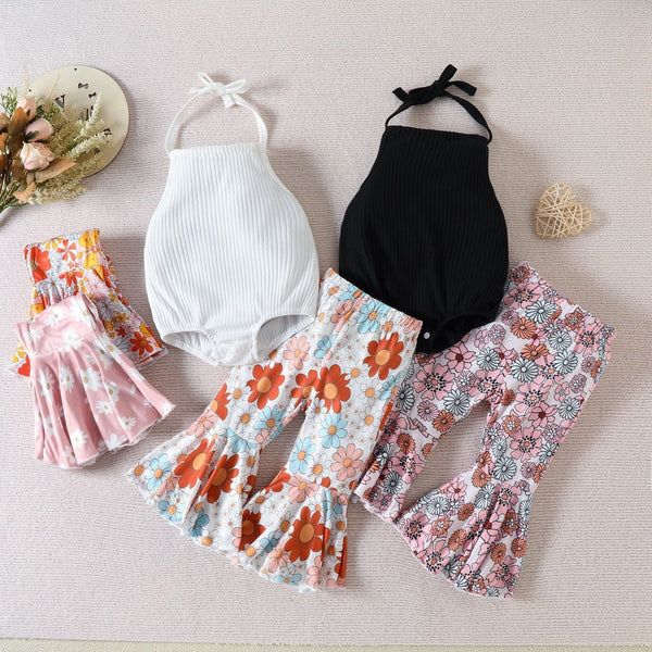 Children's Halter Backless Romper Bell-bottom Pants Suit