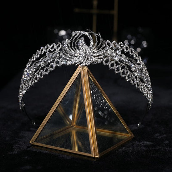 Rhinestone Crown Baroque Headband on Display