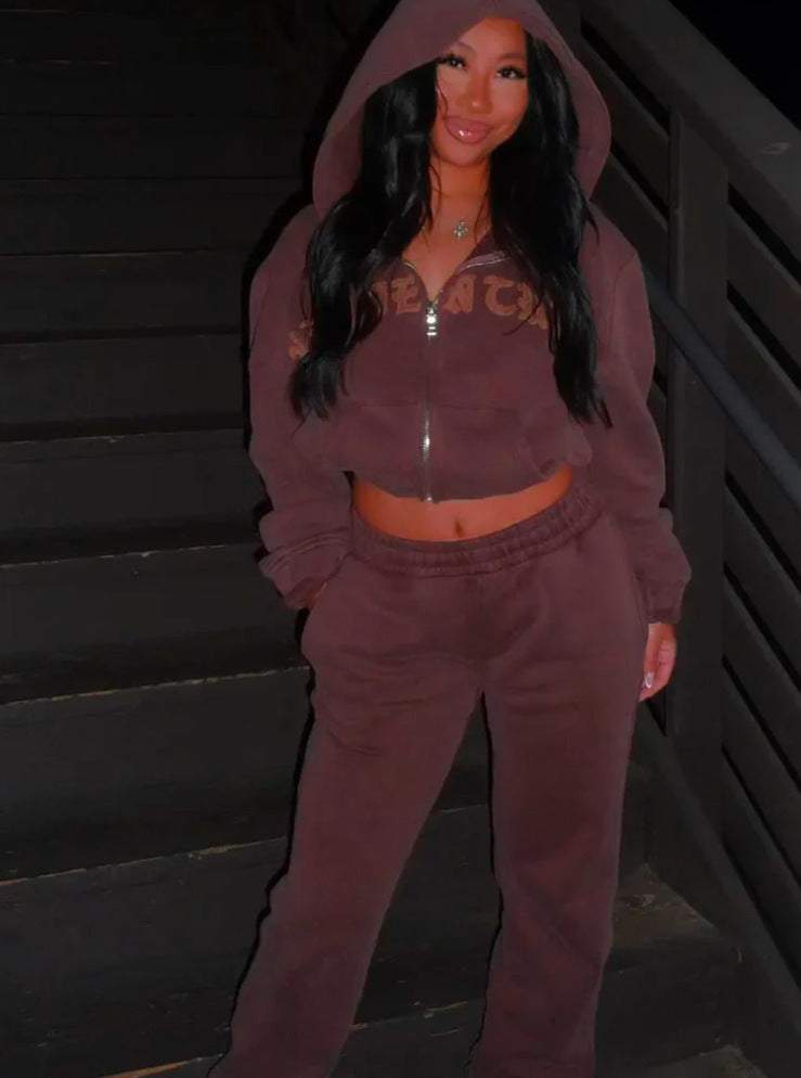 Sports Suit Zip-up Hooded