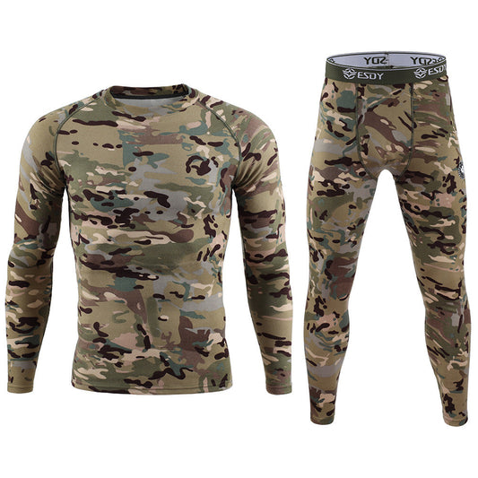Men's camouflage thermal exercise underwear set, ESDY brand.