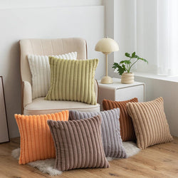 Nordic Light Luxury Faux Rabbit Fur Drawstring Pillowcase