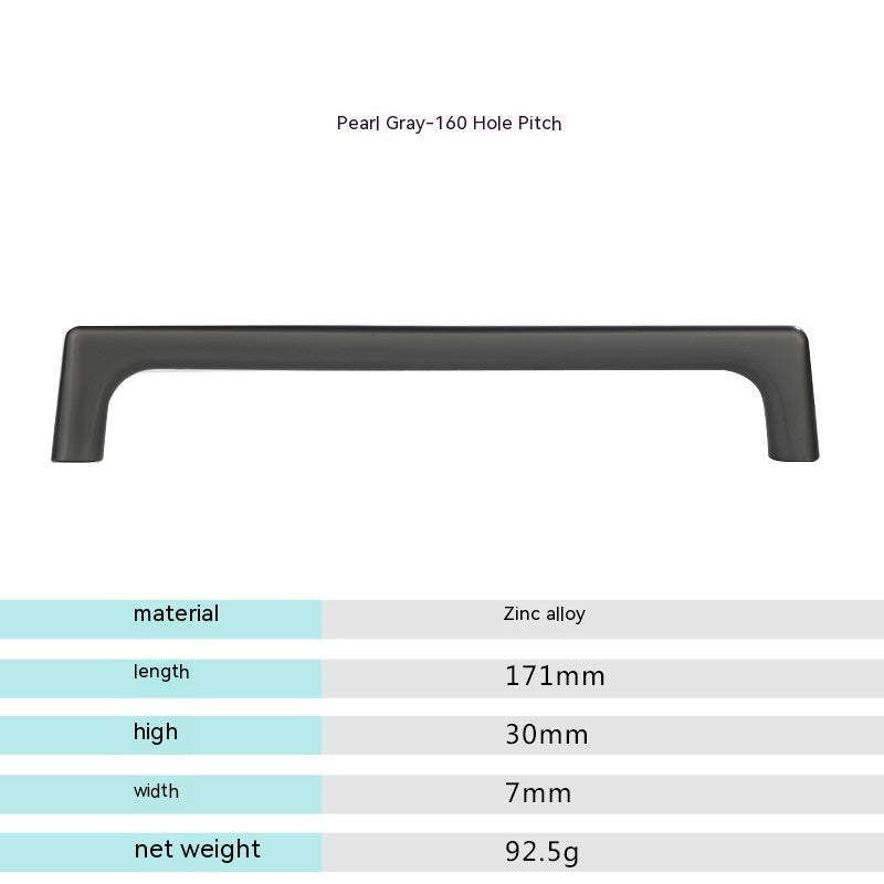 Nordic Cabinet Door Handle Modern Minimalist Black Gray Wardrobe Zinc Alloy Handle Kitchen Cabinet