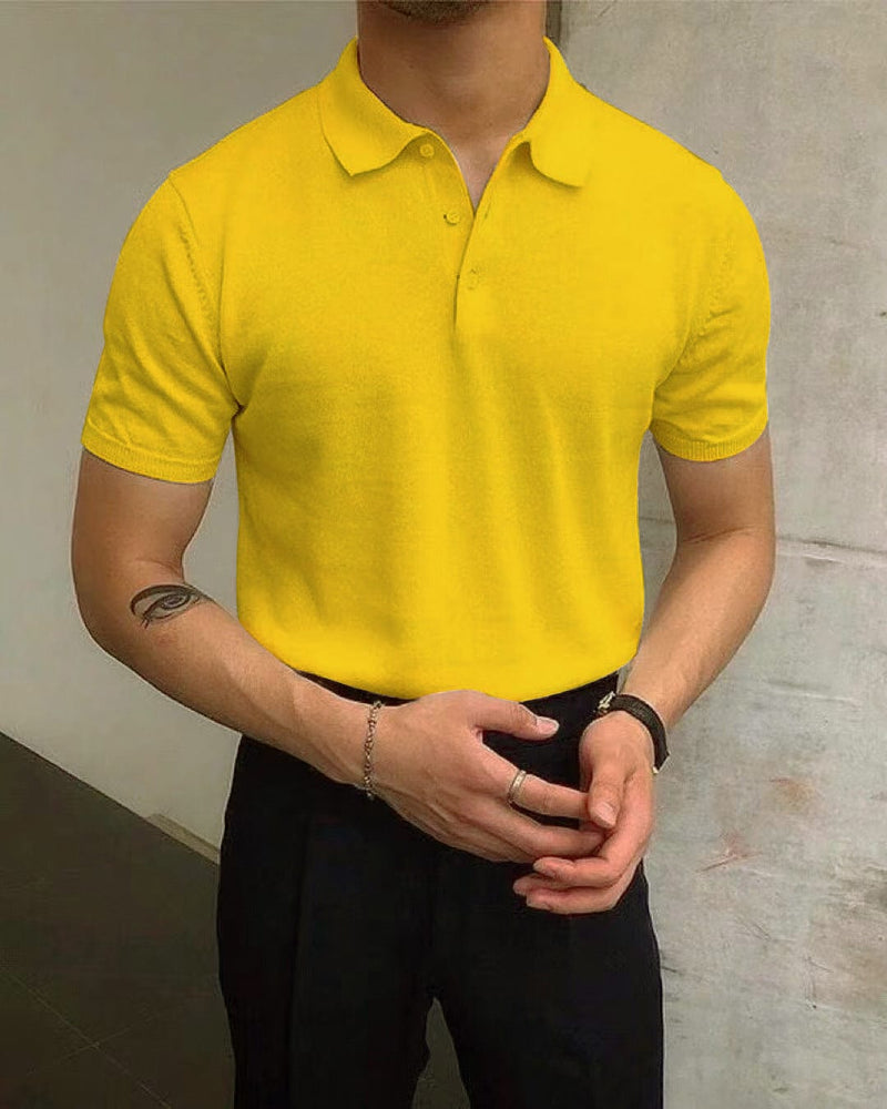 男士夏季翻领纯色休闲T恤