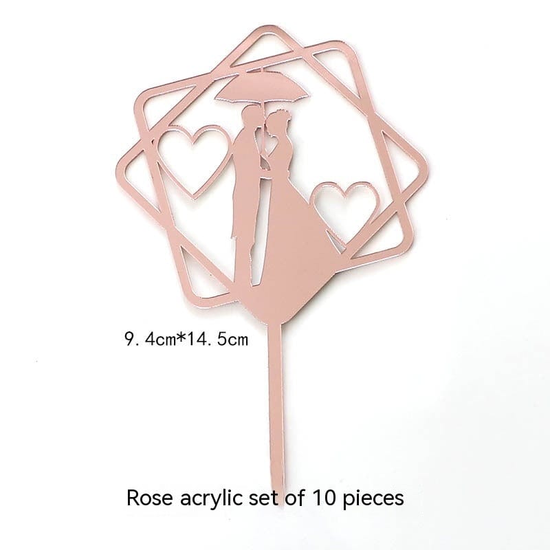 Acrylic Cake Decorative Creative LOVE LOVE Heart