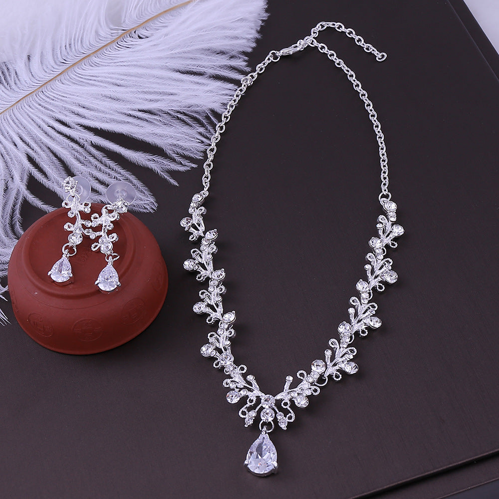 Braut Strass Zirkon Ohrring Halskette