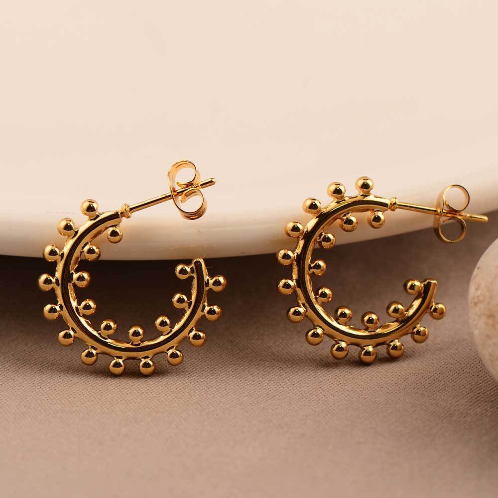 Earrings Exaggerated Trendy Titanium Steel Plated 18K Real Gold