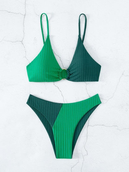 Solid Color Stitching Bikini
