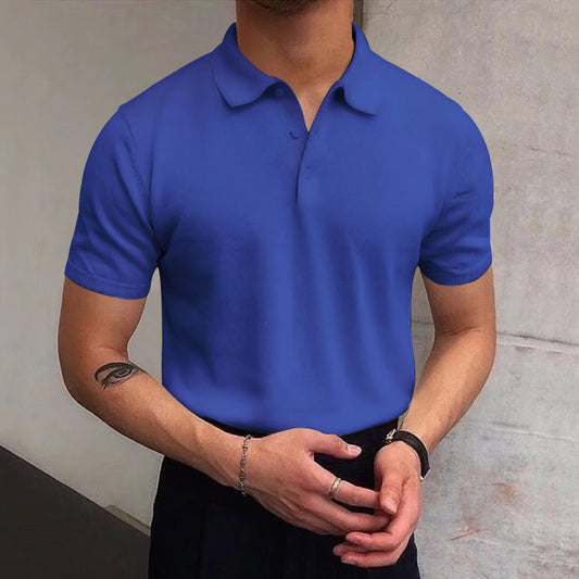 Men's Summer Lapels T-shirt Solid Color Casual