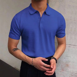 男士夏季翻领纯色休闲T恤