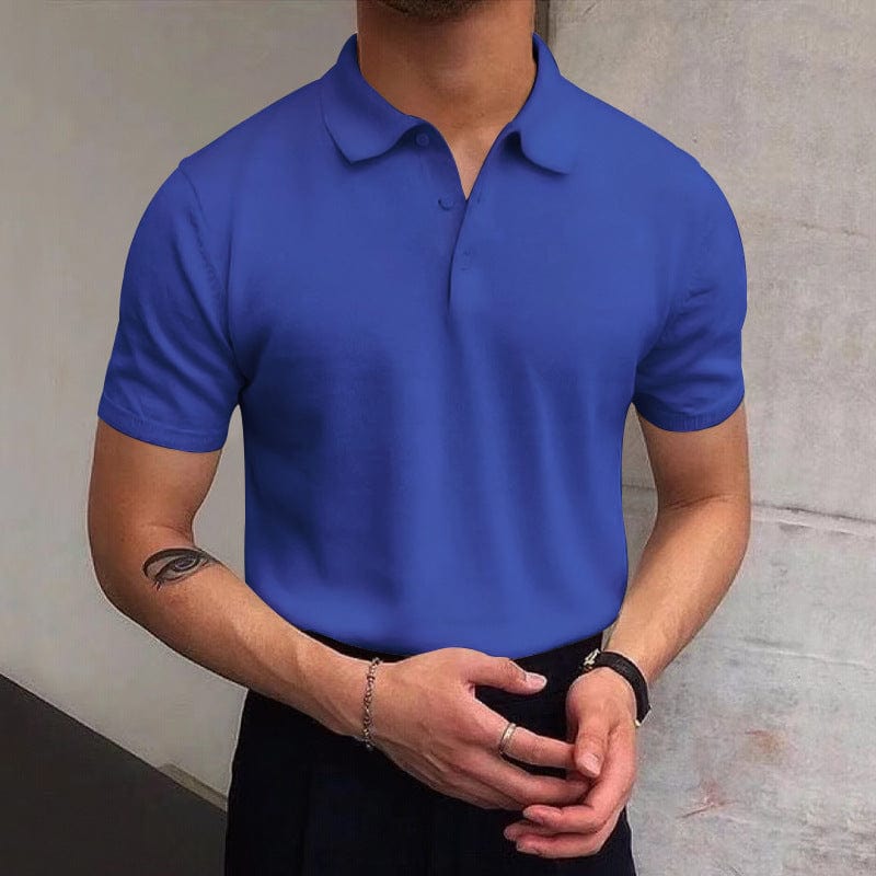 男士夏季翻领纯色休闲T恤