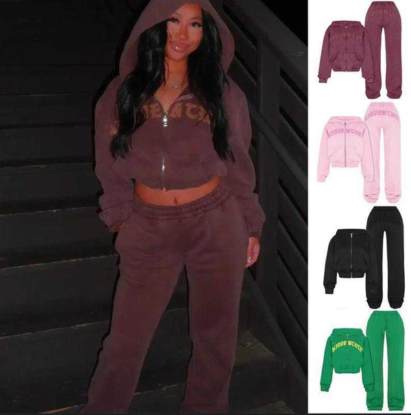 Sports Suit Zip-up Hooded