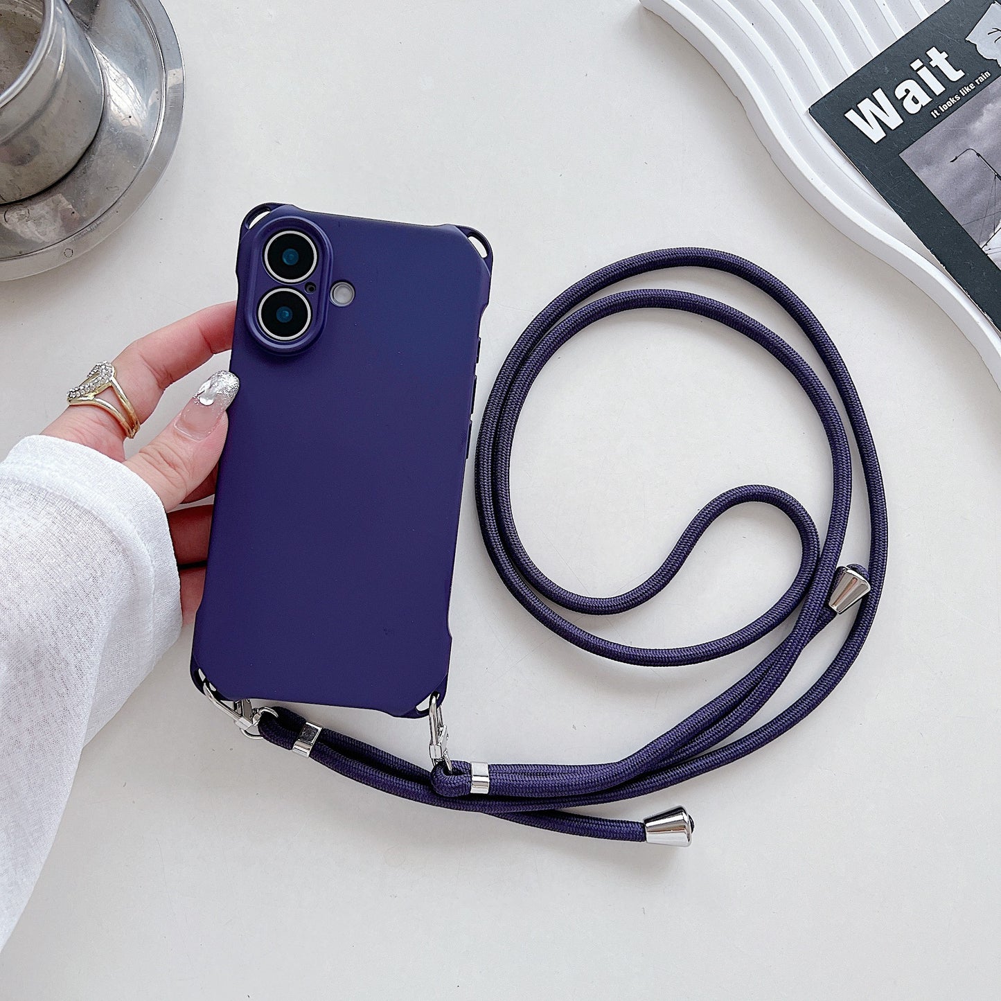 Four-corner Cross Lanyard Liquid Silicone Phone Case Soft Case