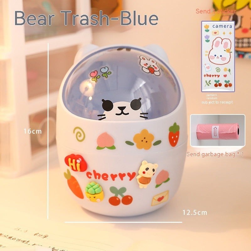 سوب سطح المكتب Can Can Organizer Bucket Office Mini Bear Trash Can