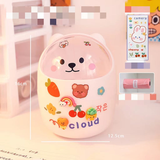 سوب سطح المكتب Can Can Organizer Bucket Office Mini Bear Trash Can