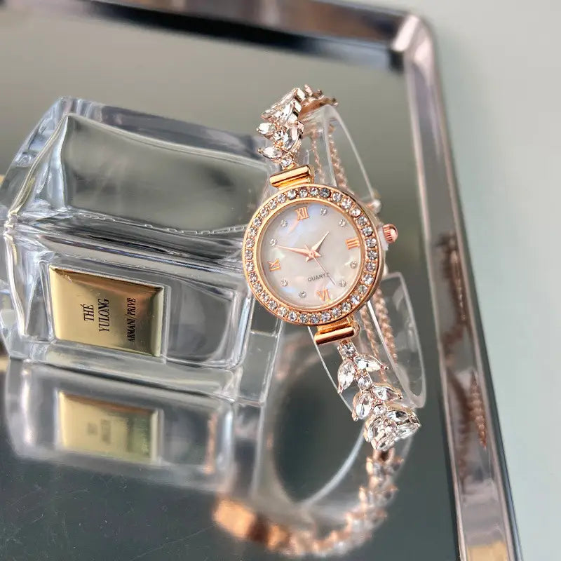 Affordable Luxury Diamond-embedded Free Adjustable Bracelet Quartz Watch