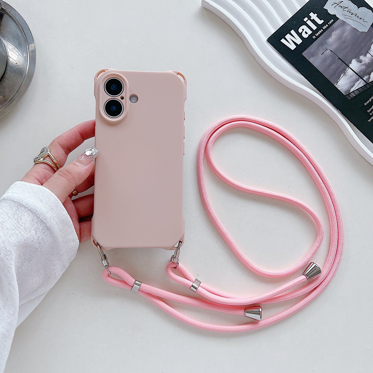 Four-corner Cross Lanyard Liquid Silicone Phone Case Soft Case
