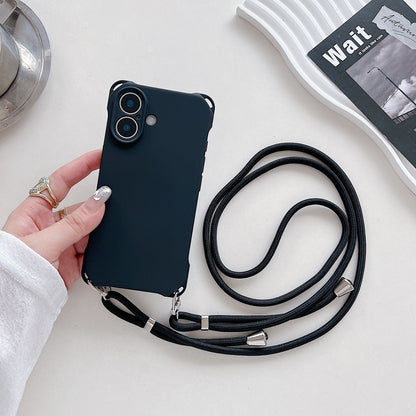 Four-corner Cross Lanyard Liquid Silicone Phone Case Soft Case