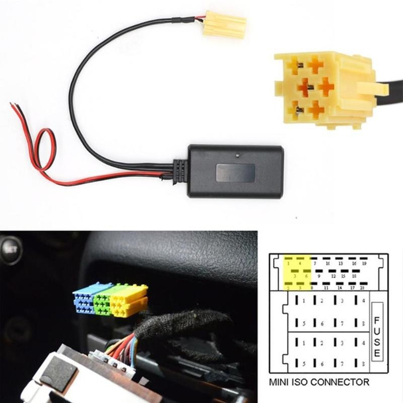 Bluetooth audio modification cable for 159SMART cars, featuring black color and optional microphone integration.