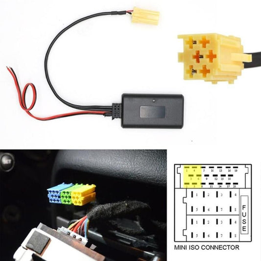 Bluetooth audio modification cable for 159SMART cars, featuring black color and optional microphone integration.