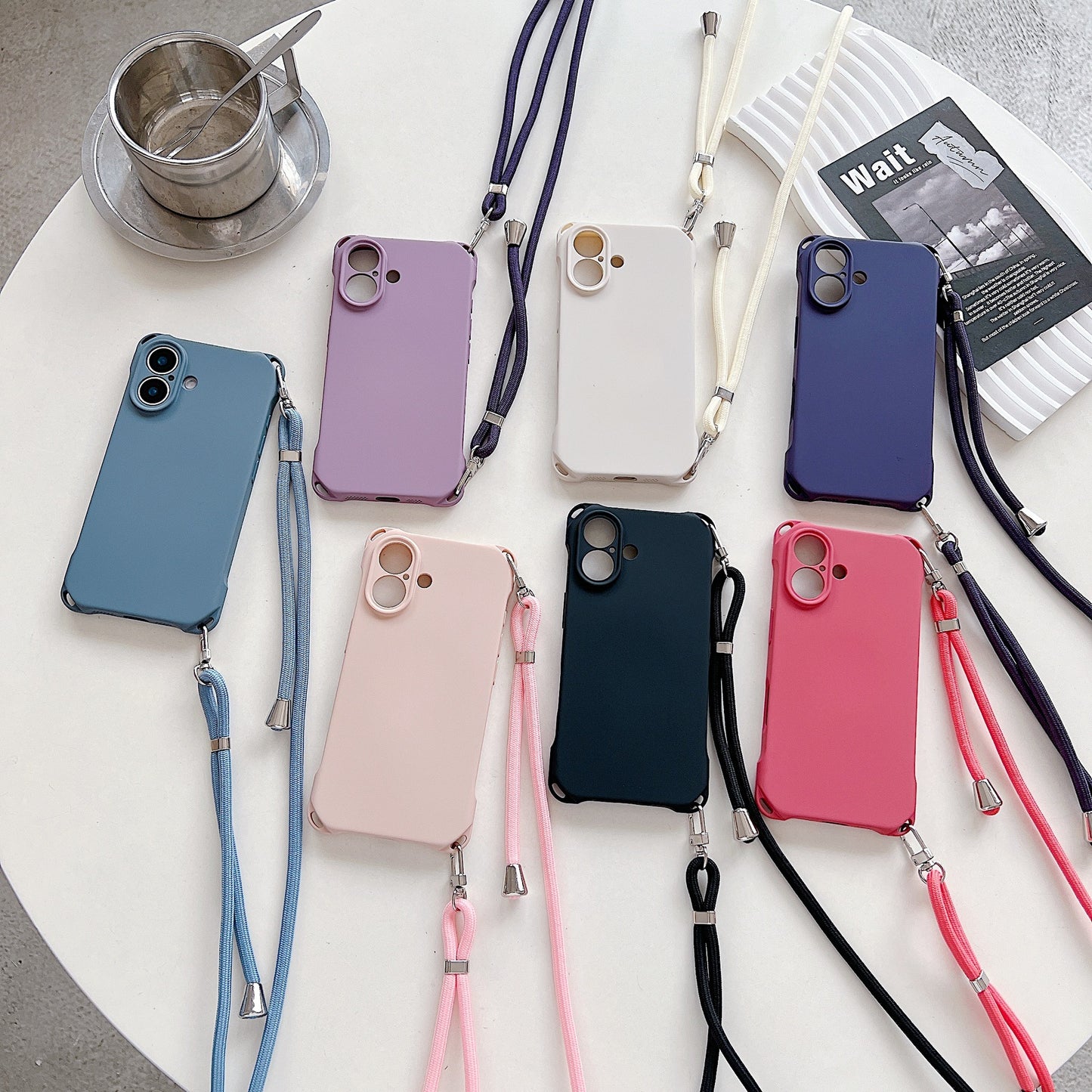 Four-corner Cross Lanyard Liquid Silicone Phone Case Soft Case