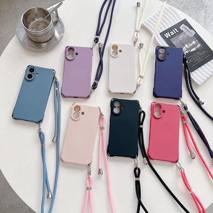 Four-corner Cross Lanyard Liquid Silicone Phone Case Soft Case