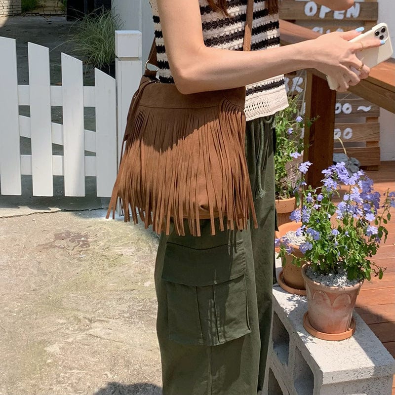 Tassel Retro Crossbody Fashionable All-match Simple Shoulder Bag
