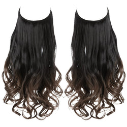 Long curly hair wig extension in matte high temperature synthetic fiber.
