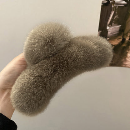 Oversized Rabbit Plush Grab Clip Senior Sense Light Luxury Hair Clip Female