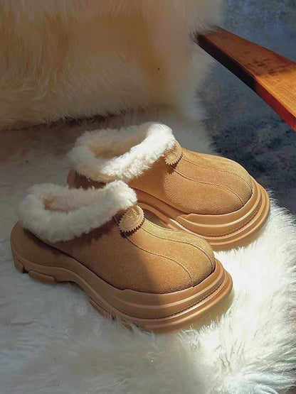 女款毛皮一体式厚底雪地靴
