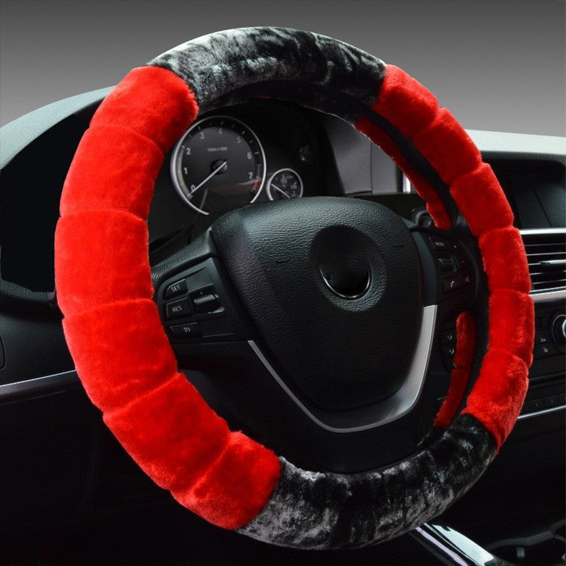 Short Plush Steering Wheel Cover For Use In Winter Universal Warm Winter