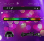 Dragon Sound Reactive Music Light Bar with 32 LED lights, color adjustment, microphone, USB charging, and included accessories.