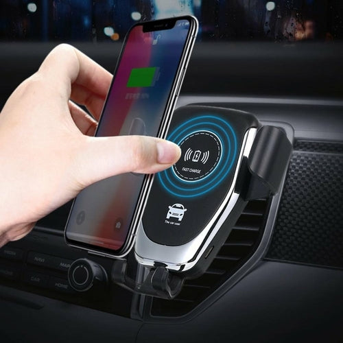 Ninja Dragon QI X 10W wireless charger with car mount holder charging smartphone on car dashboard