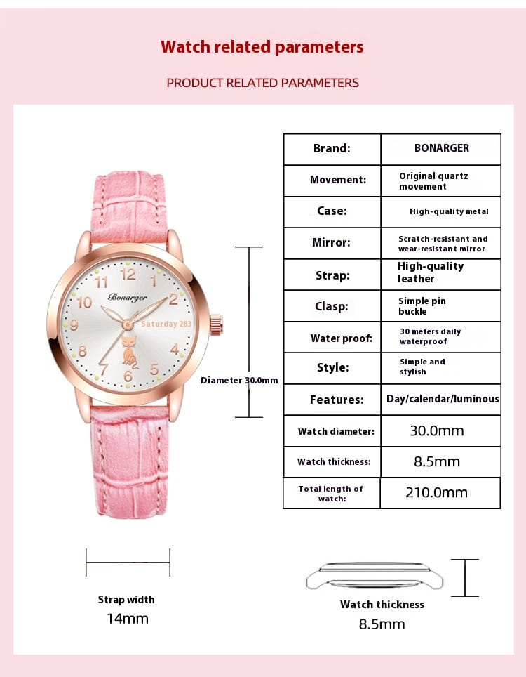 Women’s Luminous Quartz Watch With Simple Waterproof Belt