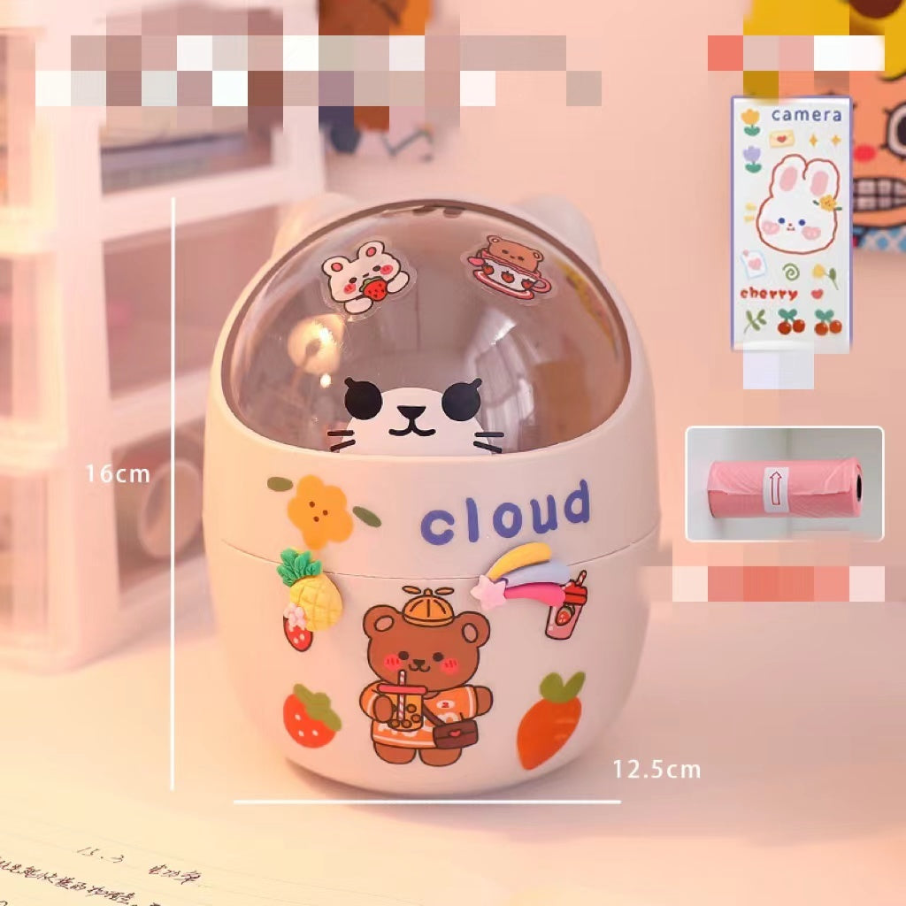 سوب سطح المكتب Can Can Organizer Bucket Office Mini Bear Trash Can