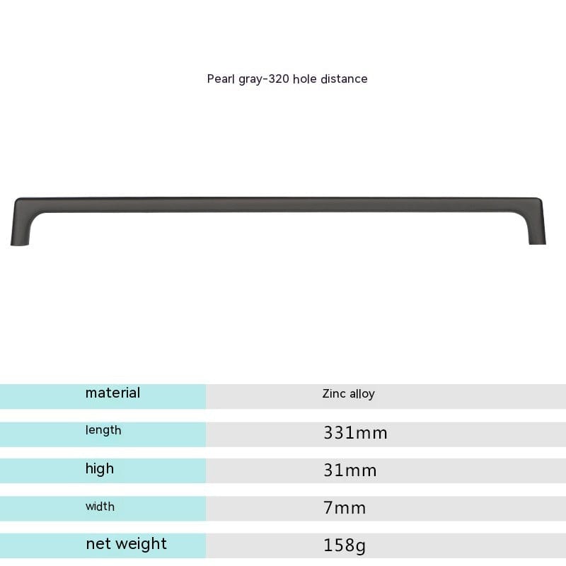 Nordic Cabinet Door Handle Modern Minimalist Black Gray Wardrobe Zinc Alloy Handle Kitchen Cabinet