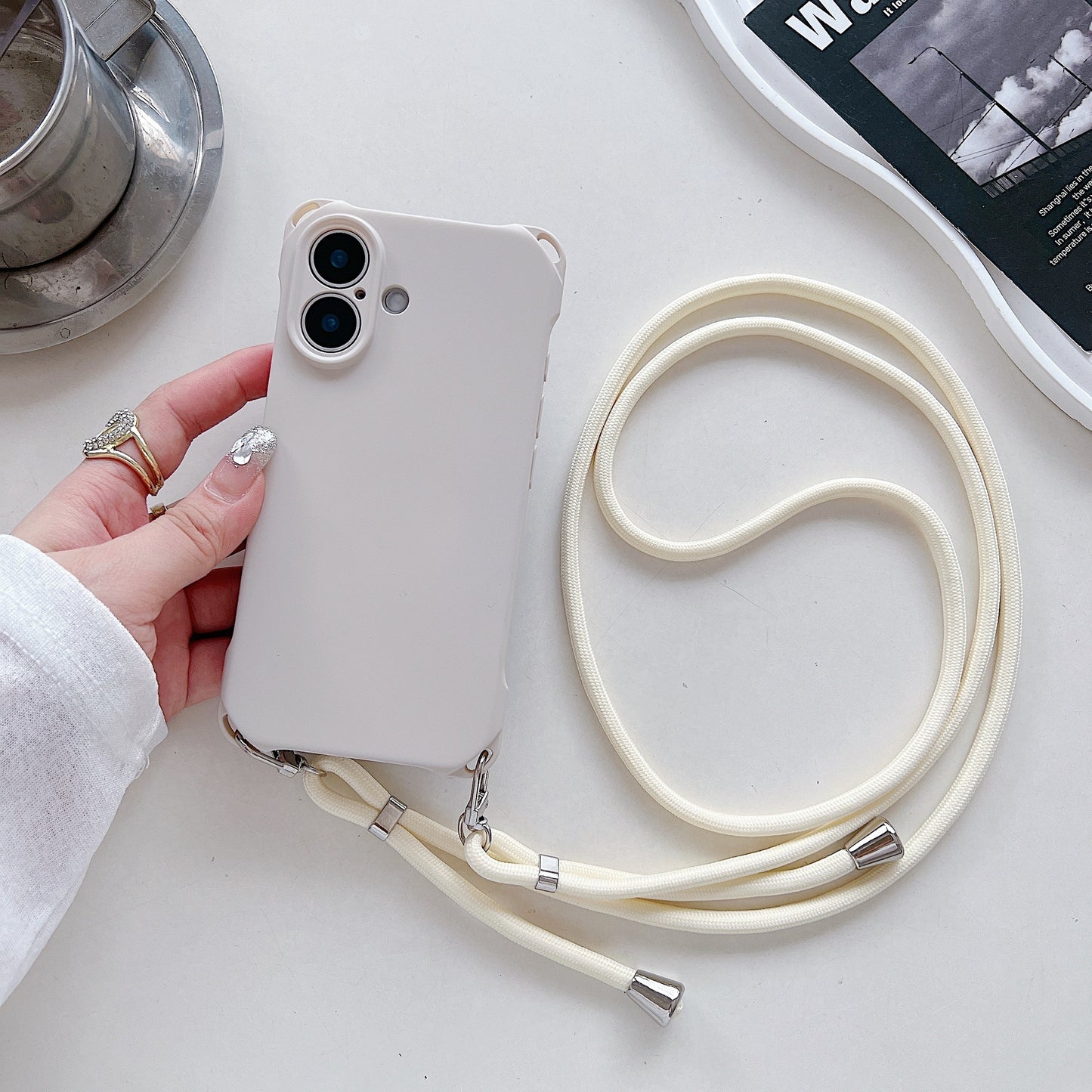 Four-corner Cross Lanyard Liquid Silicone Phone Case Soft Case