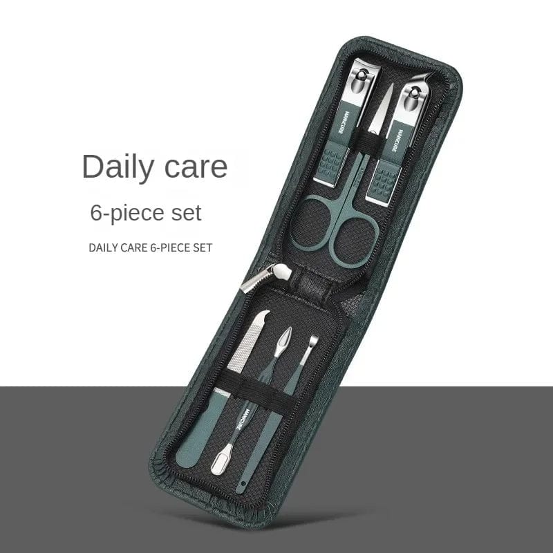 Manicure Set for Men and Women Portable Nail Clipper Scissors 6Pcs Pedicure Kits Green Nail Clipper Set Manicure & Pedicure Tool