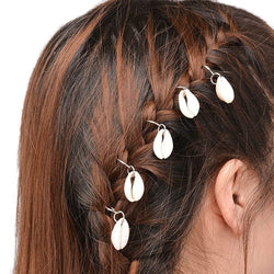 Hair Ring with Shell Pendants in Braided Hair Style
