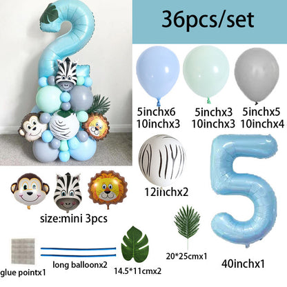 40-inch Digital Zebra Forest Animal Balloon Set