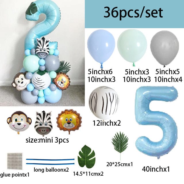 40-inch Digital Zebra Forest Animal Balloon Set